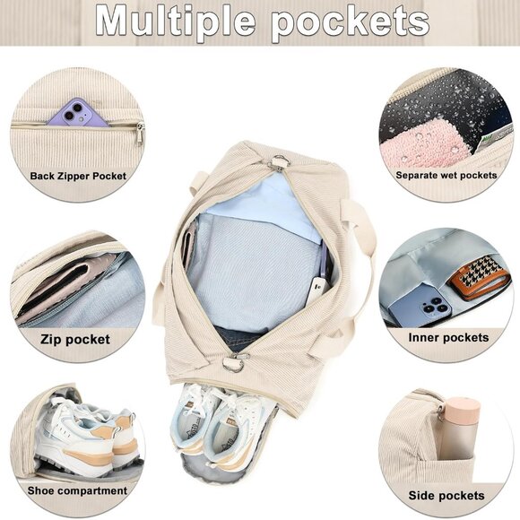 for Gym Sports Women Girls Workout Travel Bag Weekender with Shoe Compartment an - Picture 7 of 9